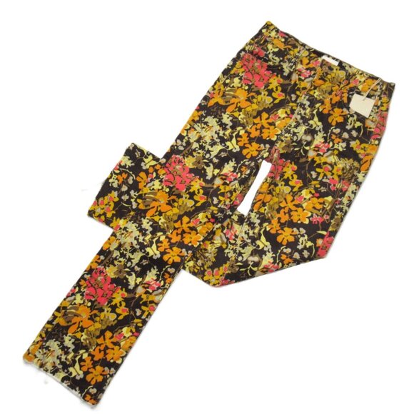 NWT Mother Hustler Ankle Fray Hopscotch Autumn Floral Stretch Corduroy Pant 27 - Picture 1 of 13